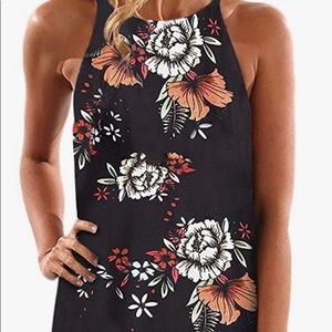 Black floral print lined sundress